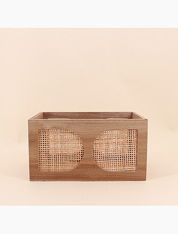 Caisse en bois et rotin 25x15cm
