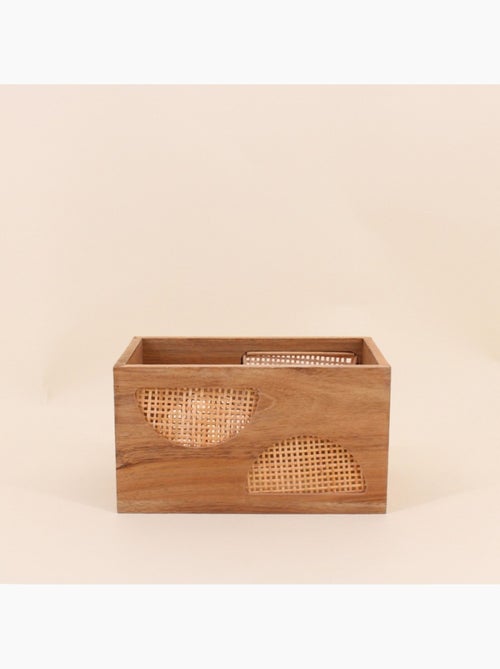 Caisse en bois et rotin 25x15cm - Kiabi