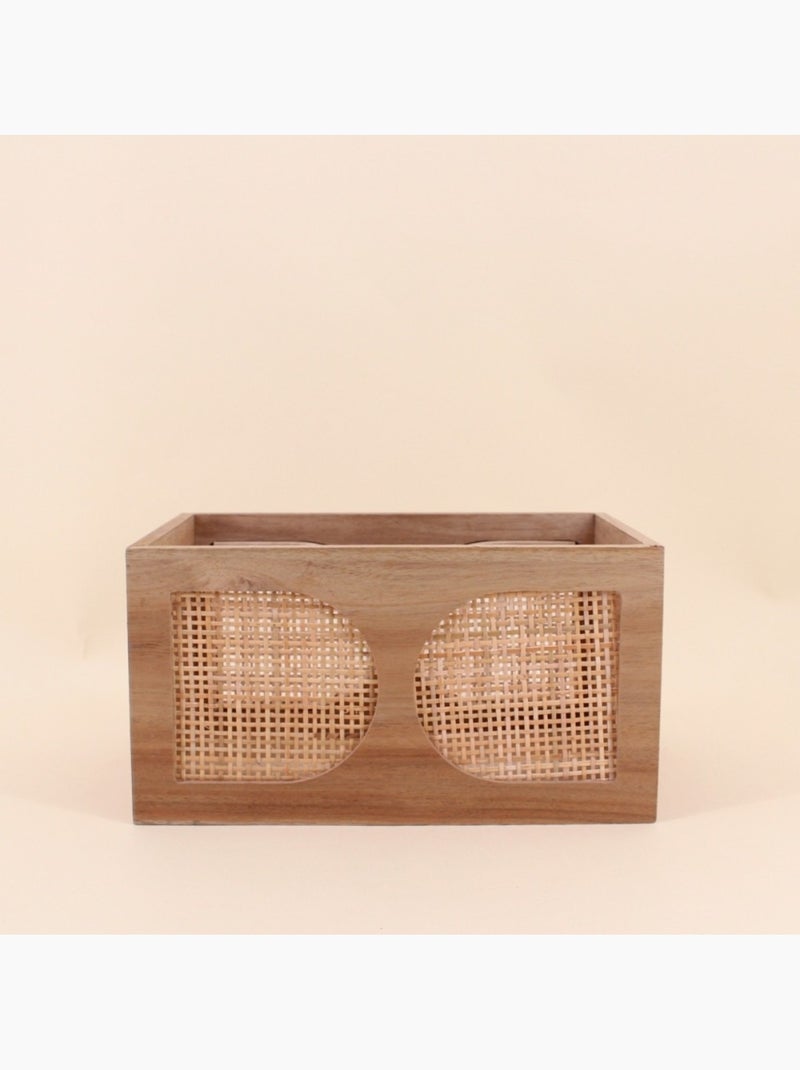 Caisse en bois et rotin 25x15cm Beige - Kiabi