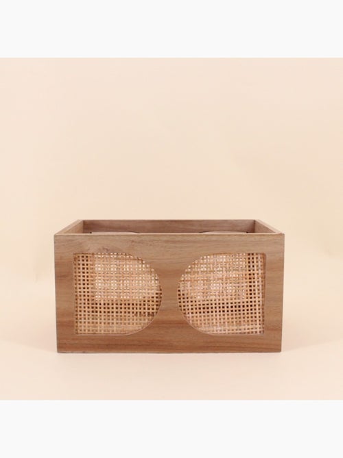 Caisse en bois et rotin 30x20cm - Kiabi