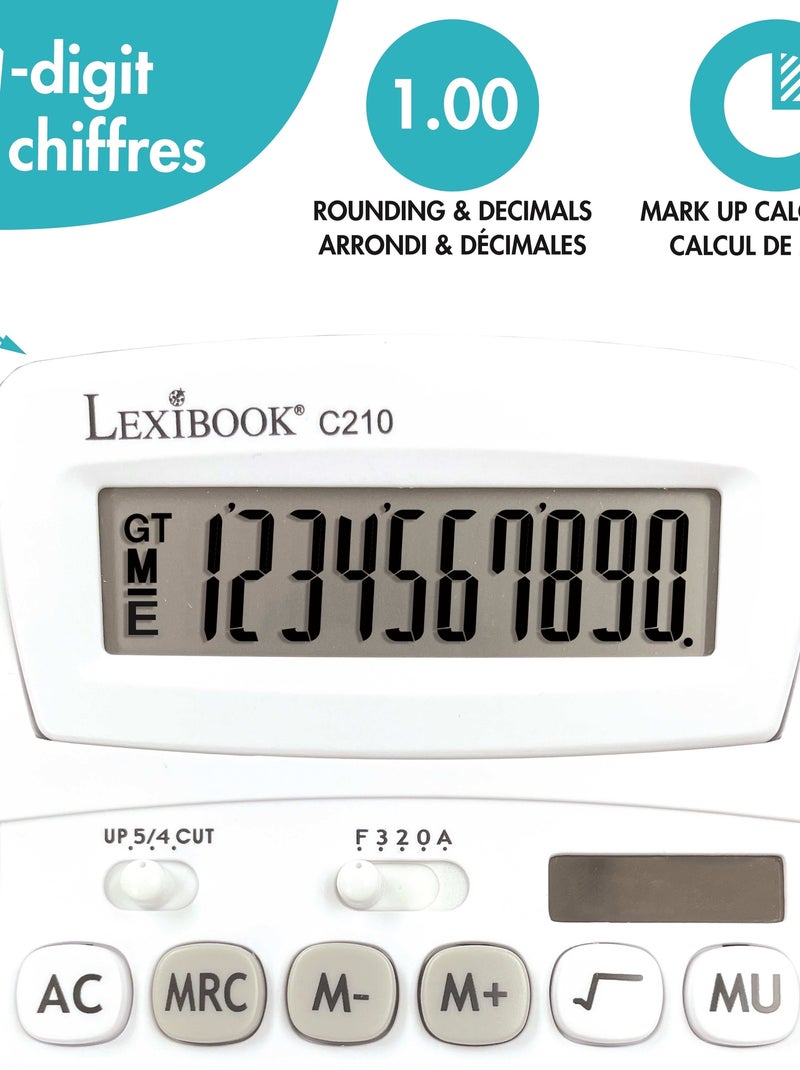 Calculatrice de Bureau 10 Chiffres avec Écran à Angle Ajustable Blanc - Kiabi