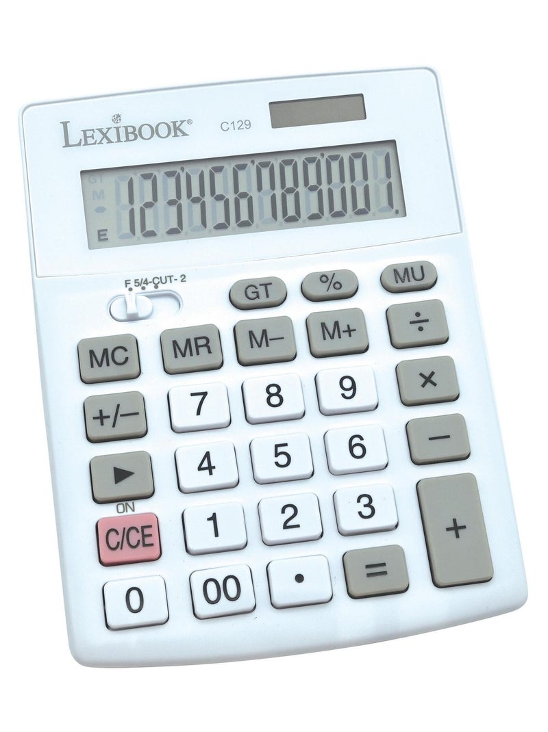 Calculatrice de Bureau 12 Chiffres avec Double Alimentation Blanc - Kiabi