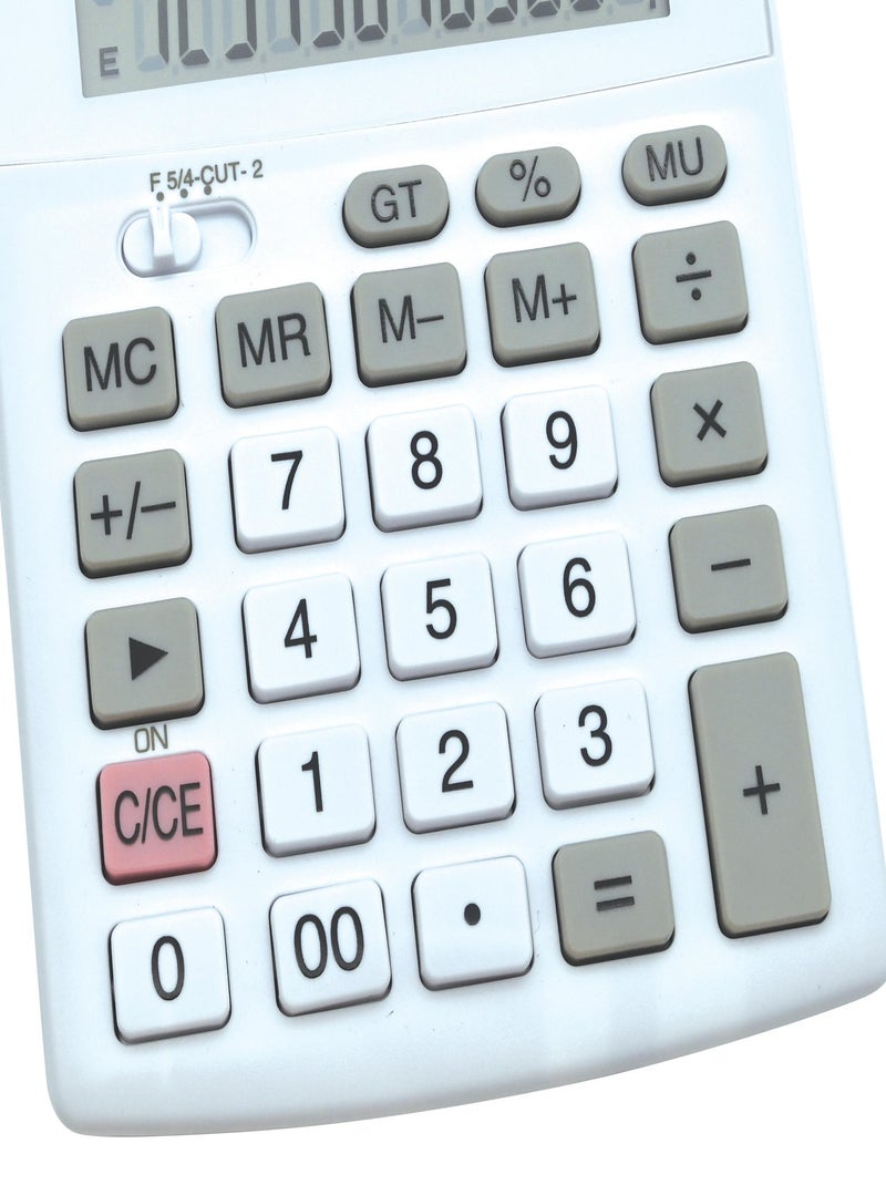 Calculatrice de Bureau 12 Chiffres avec Double Alimentation Blanc - Kiabi