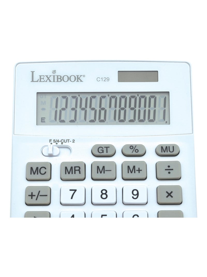 Calculatrice de Bureau 12 Chiffres avec Double Alimentation Blanc - Kiabi