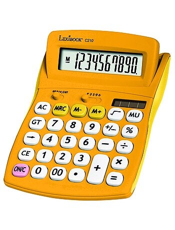 Calculatrice de bureau jaune 10 chiffres avec écran à angle ajustable