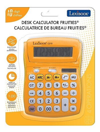 Calculatrice de bureau jaune 10 chiffres avec écran à angle ajustable