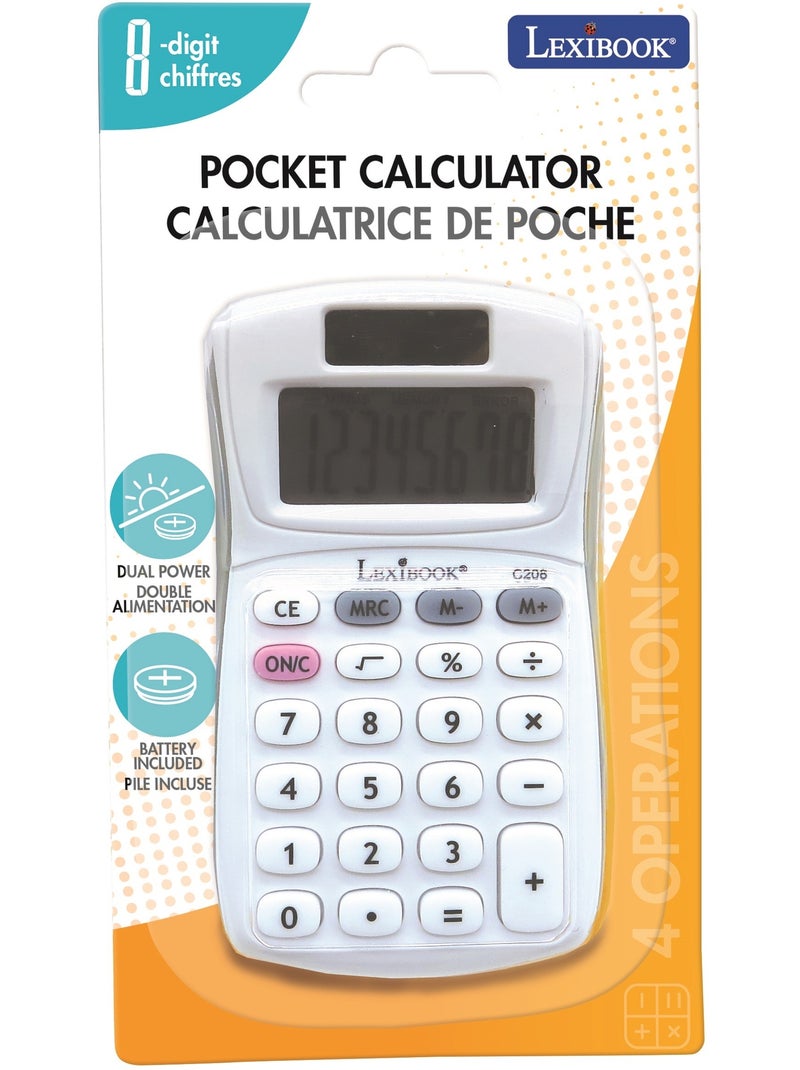 Calculatrice de Poche 8 Chiffres Blanc - Kiabi