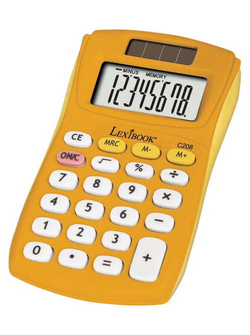 Calculatrice de Poche jaune 8 Chiffres avec Finition Rubber - Kiabi