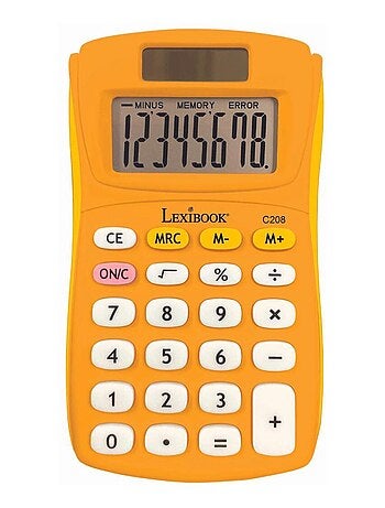 Calculatrice de poche jaune 8 chiffres