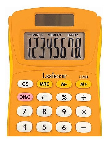 Calculatrice de poche jaune 8 chiffres