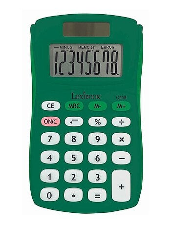Calculatrice de poche verte 8 chiffres