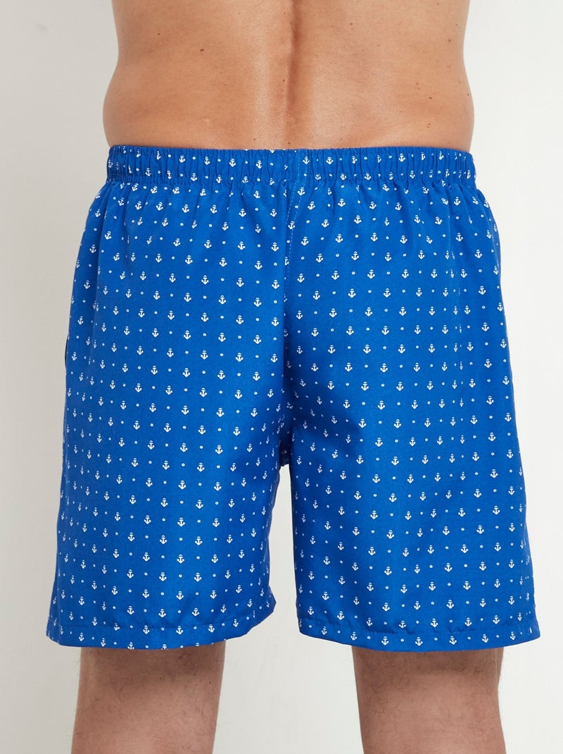 Caleçon de bain micro motif ancres - AFIBEL Bleu roi - Kiabi
