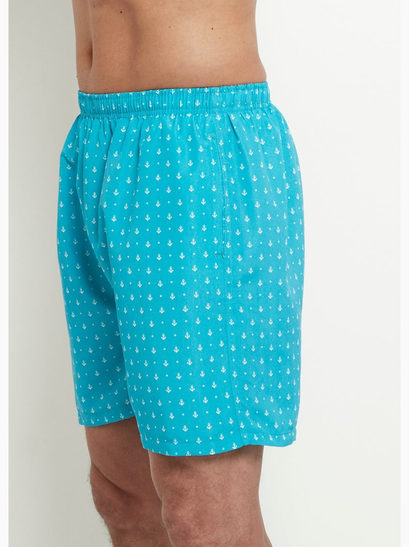 Caleçon de bain micro motif ancres - AFIBEL Turquoise - Kiabi