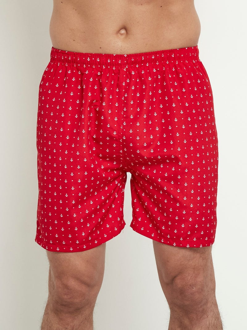 Caleçon de bain micro motif ancres Rouge - Kiabi
