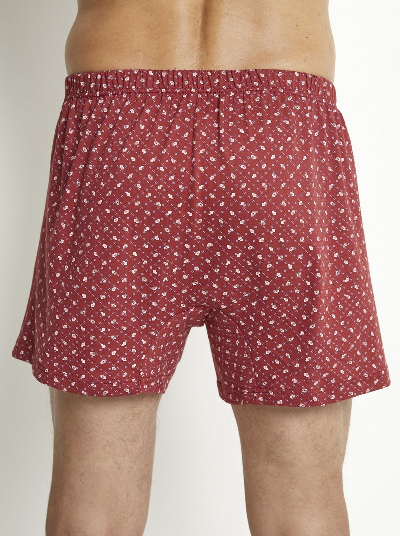 Caleçon ouvert imprimé coton - lot de 2 Rouge bordeaux - Kiabi
