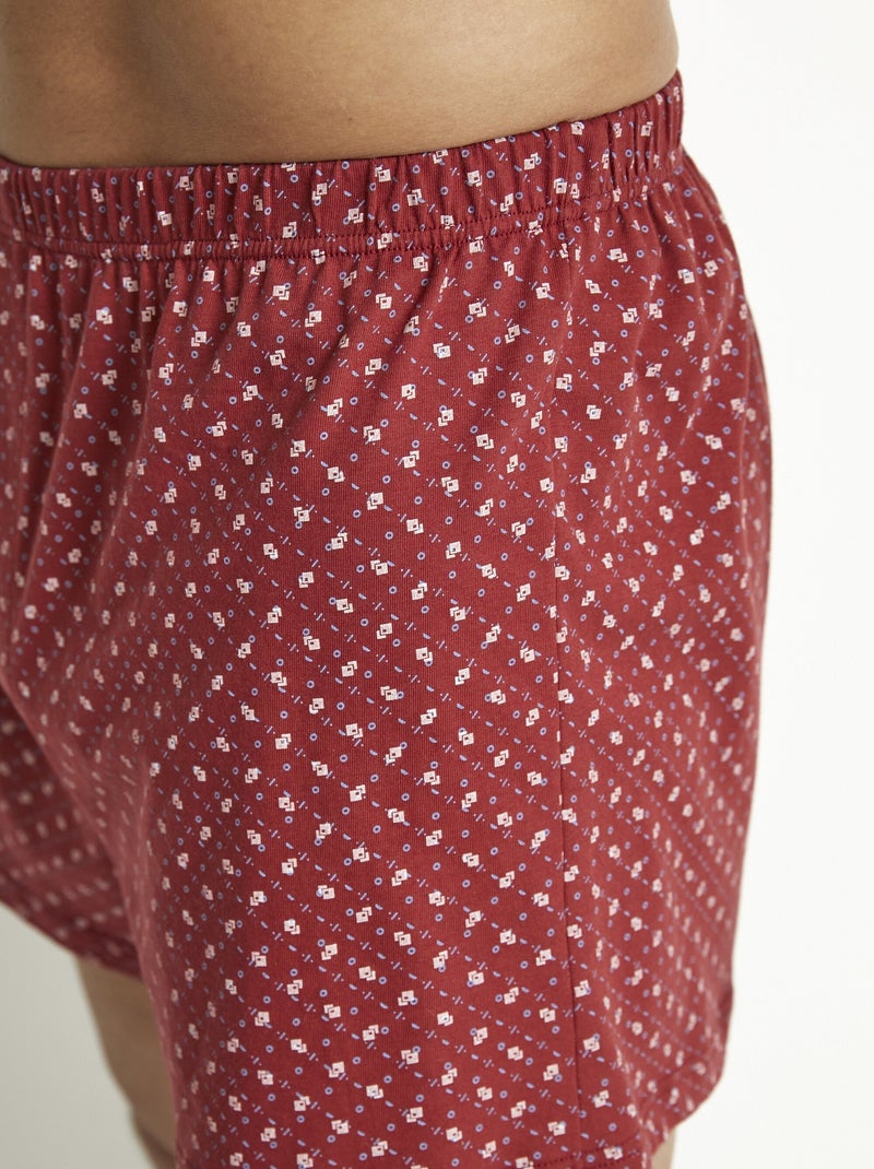 Caleçon ouvert imprimé coton - lot de 2 Rouge bordeaux - Kiabi