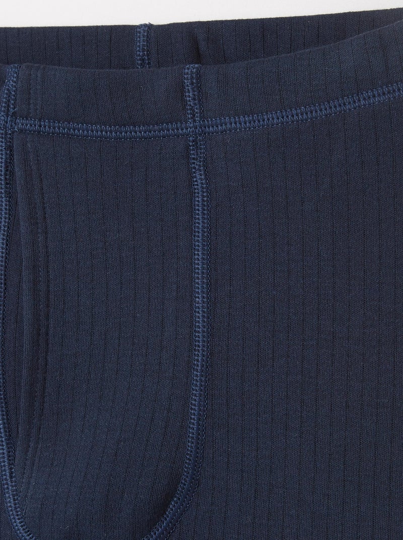 Caleçon ouvert Thermolactyl, côtes molletonnées - Damart Bleu marine - Kiabi