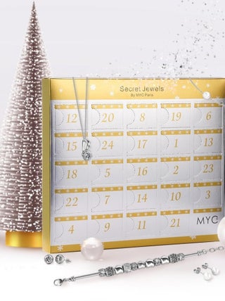 Calendrier de l'avent 13 bijoux et 11 perles - Argenté et Cristal ou blanc