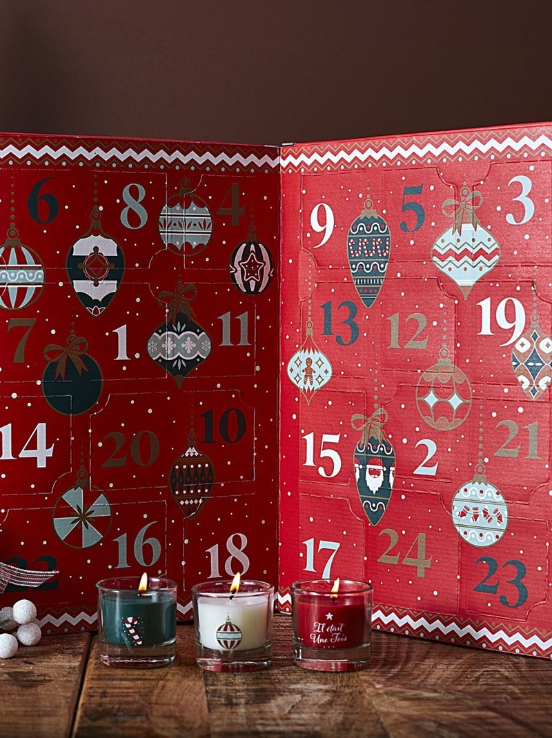 Calendrier de l'Avent 24 bougies parfumées Rouge - Kiabi