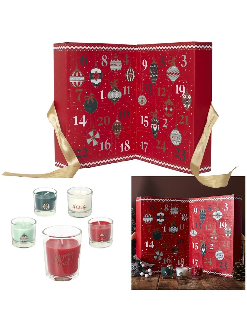 Calendrier de l'Avent 24 bougies parfumées Rouge - Kiabi