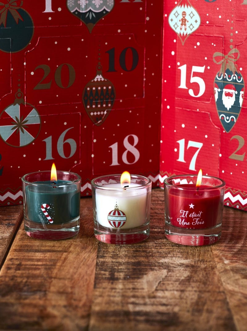 Calendrier de l'Avent 24 bougies parfumées Rouge - Kiabi