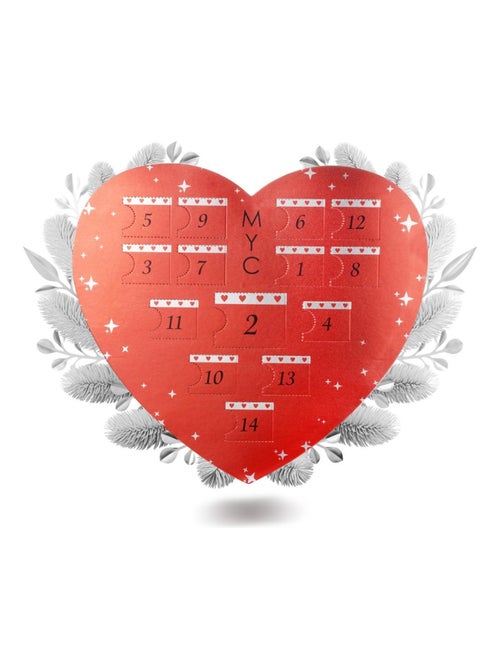 Calendrier de l'avent Coffret cœur Surprise - 14 bijoux - Argenté et Cristal ou blanc - Kiabi