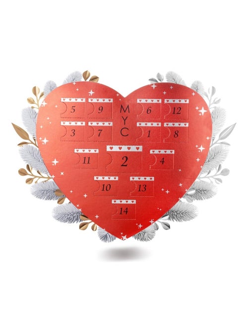 Calendrier de l'avent Coffret cœur Surprise - 14 bijoux - Multicolore et Cristal ou blanc - Kiabi