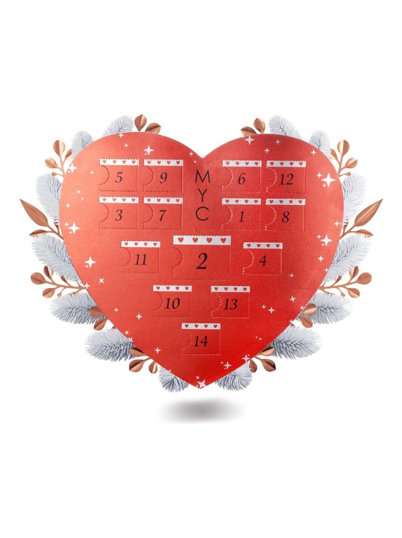 Calendrier de l'avent Coffret cœur Surprise - 14 bijoux - Or Rosé et Cristal ou blanc Or rose - Kiabi