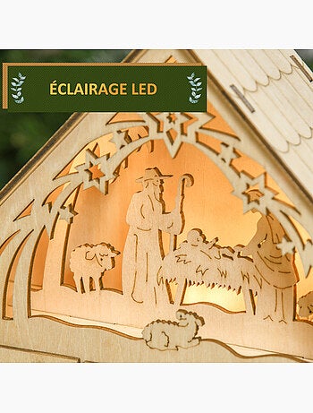 Calendrier de l'avent en bois décoration de crèche de noël 24 tiroirs naturel
