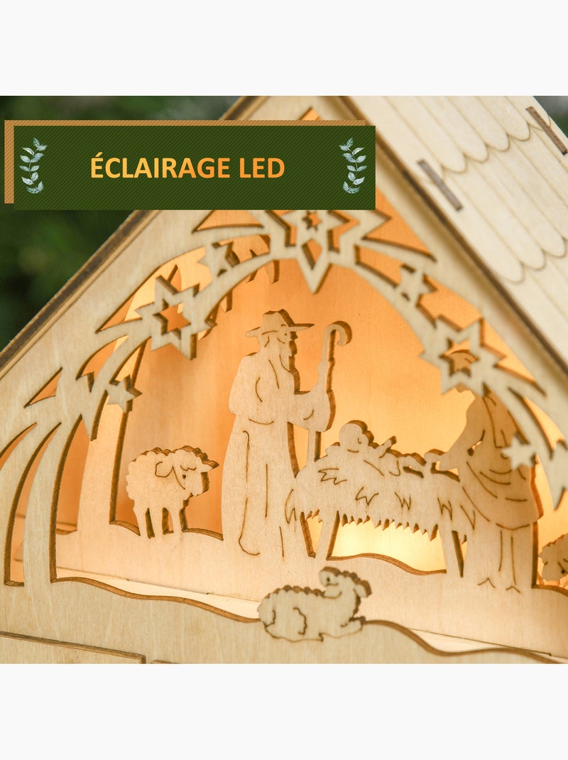 Calendrier de l'avent en bois décoration de crèche de noël 24 tiroirs naturel Beige - Kiabi