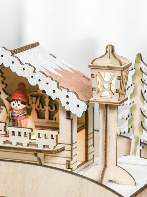 Calendrier de l'Avent LED traineau blanc chaud 24 tiroirs beige - Kiabi