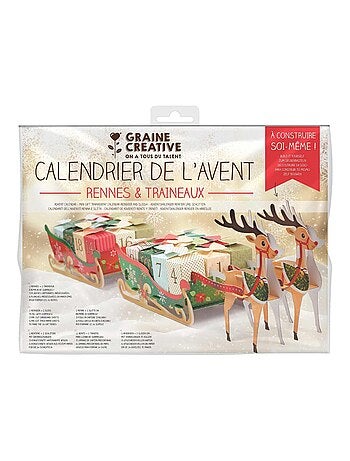 Calendrier de l'Avent rennes et traîneau à - Graine Créative