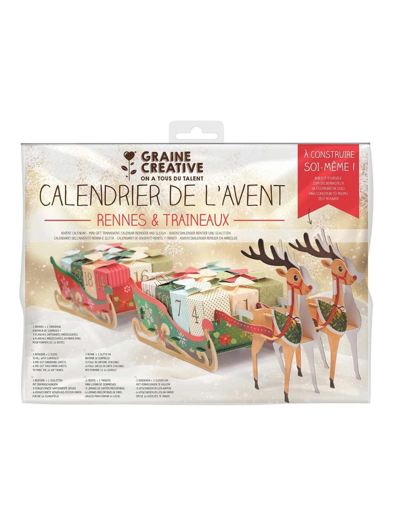 Calendrier de l'Avent rennes et traîneau à - Graine Créative Multicolore - Kiabi