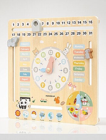 Calendrier éducatif montessori bois anglais mamabrum