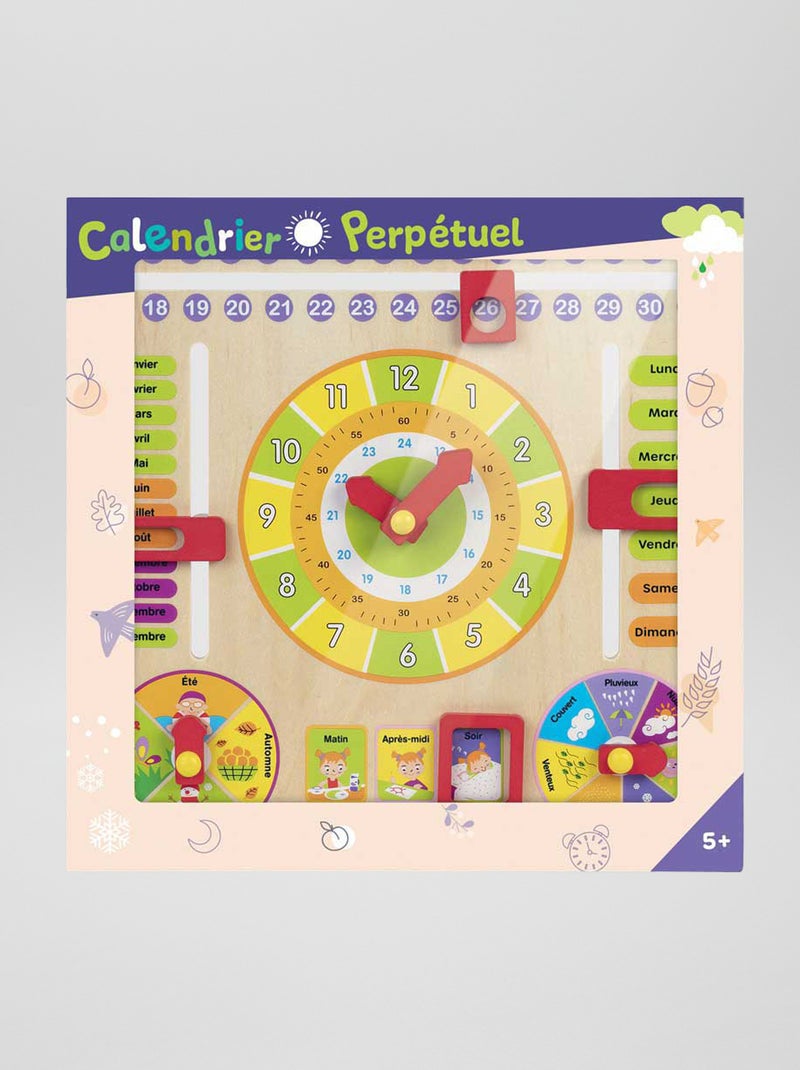 Calendrier perpétuel en bois Jaune - Kiabi