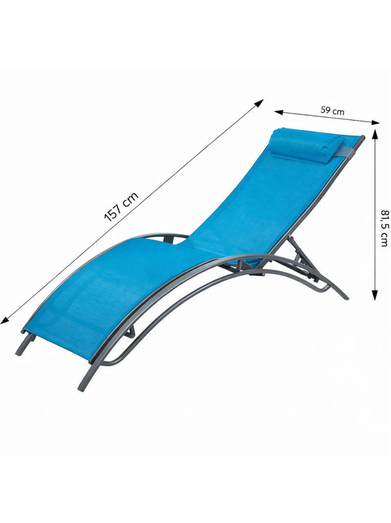 CALI Lot de 2 transats ajustables gris et bleu Bleu - Kiabi