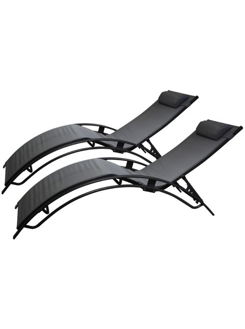CALI Lot de 2 transats ajustables noir et gris - Kiabi CALI Lot de 2 transats ajustables noir et gris - Kiabi