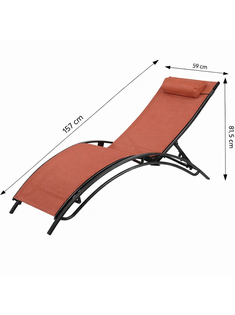 CALI Lot de 2 transats ajustables noir et terracota Terracotta - Kiabi