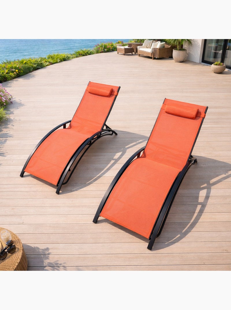 CALI Lot de 2 transats ajustables noir et terracota Terracotta - Kiabi