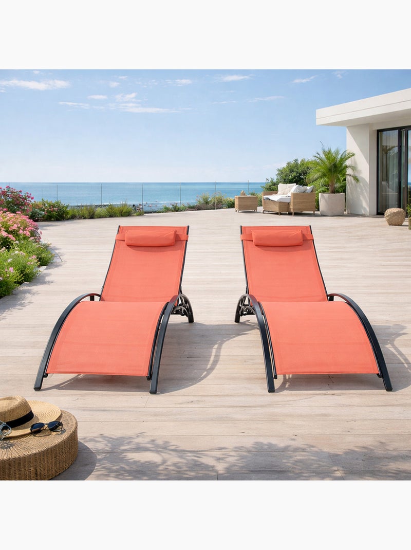 CALI Lot de 2 transats ajustables noir et terracota Terracotta - Kiabi