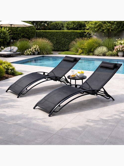 CALI Lot de 2 transats ajustables noir - Kiabi CALI Lot de 2 transats ajustables noir - Kiabi