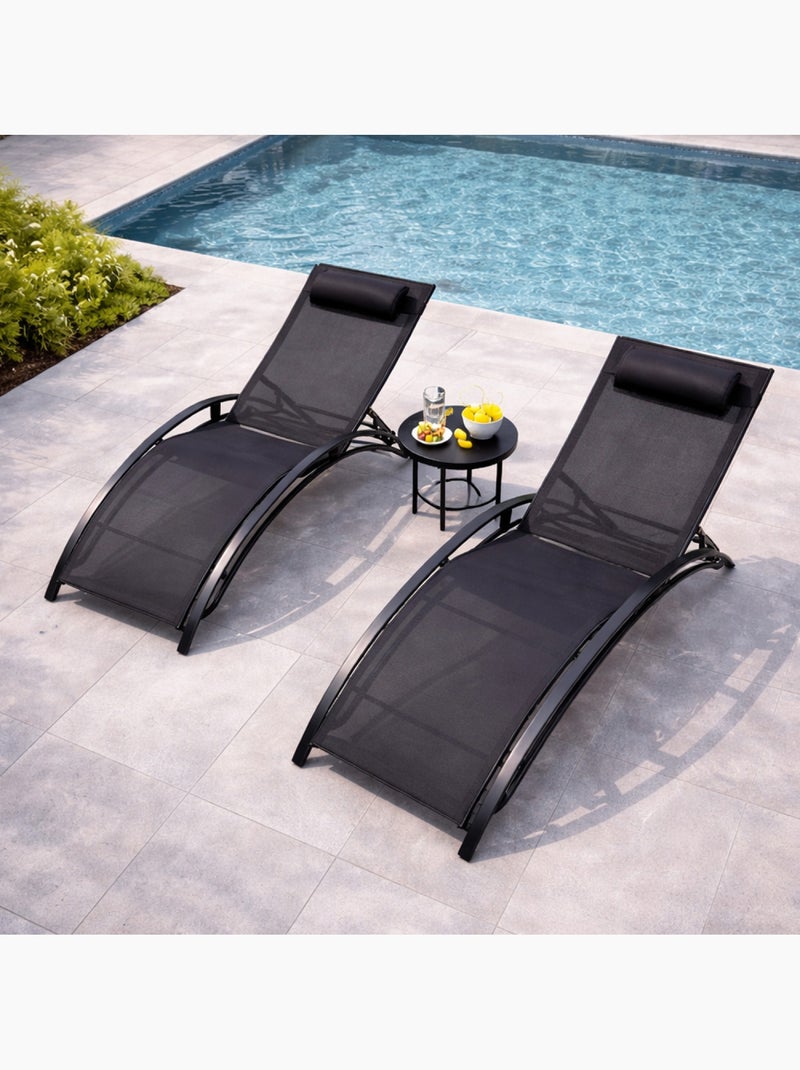 CALI Lot de 2 transats ajustables noir Noir - Kiabi
