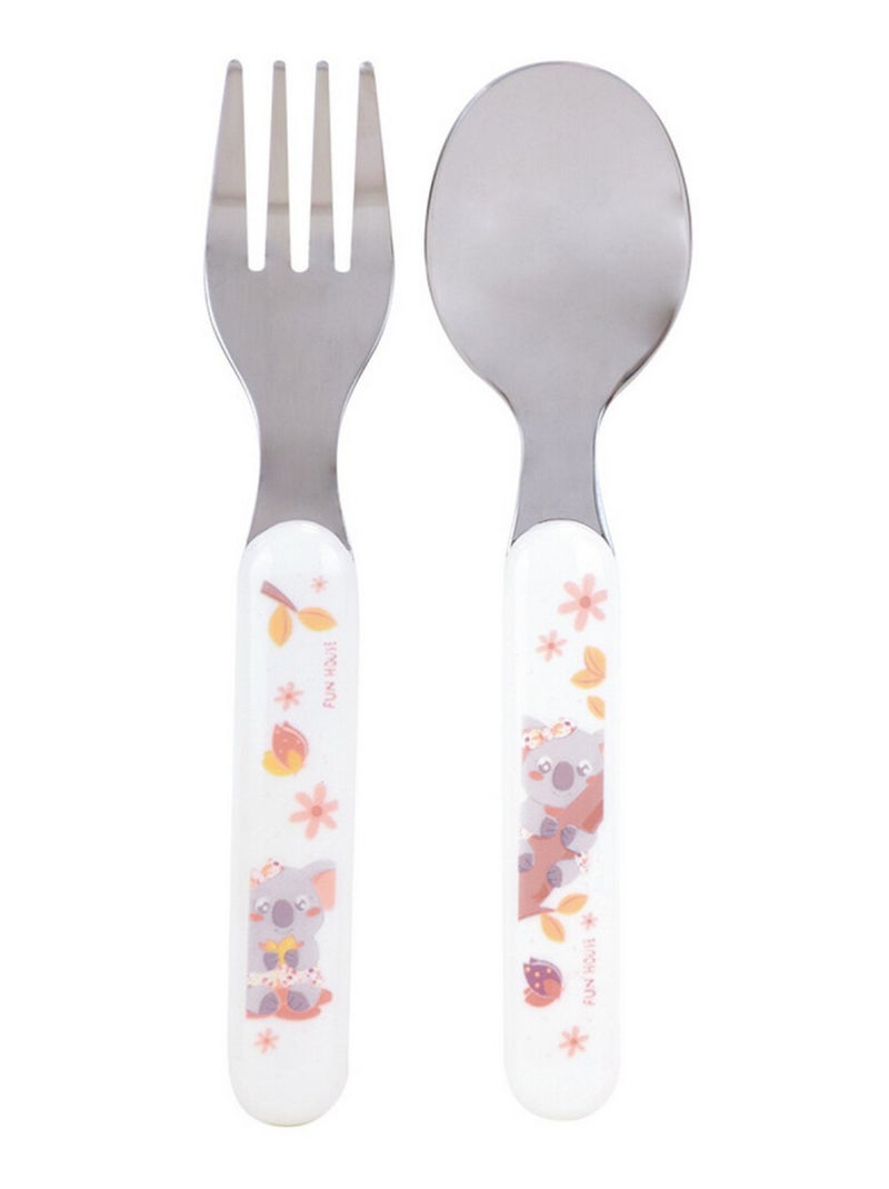 Cally Mimi Koala Ensemble Couverts Inox (Fourchette, Cuillere) Multicolore - Kiabi