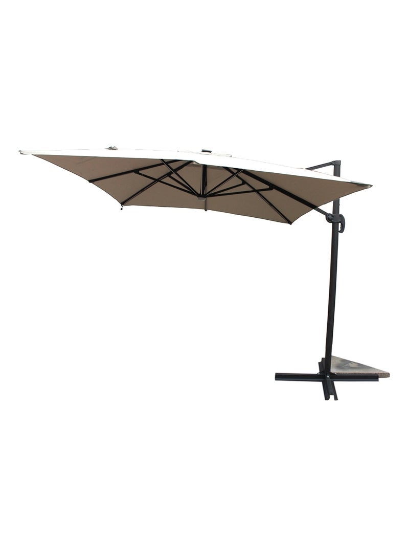 CALVIA Parasol  ecru droit rectangle 3,95 x 2,95 m rotatif à 360 led Ecru - Kiabi