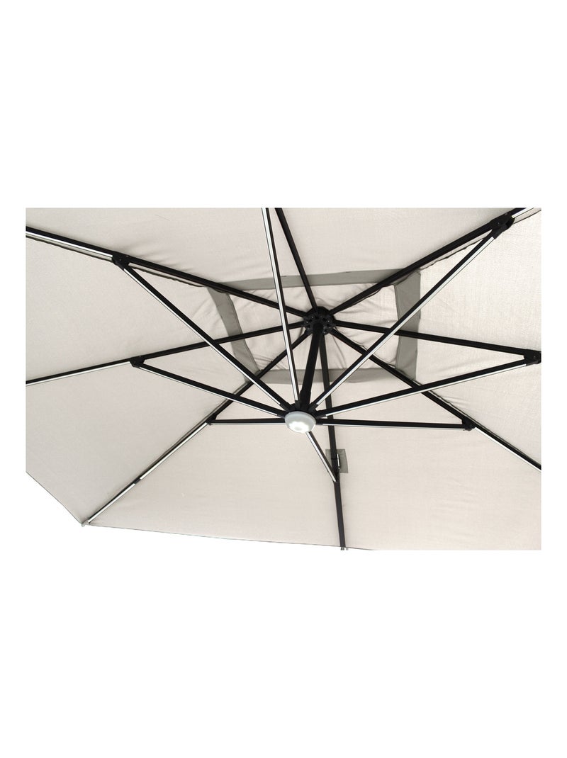 CALVIA Parasol  ecru droit rectangle 3,95 x 2,95 m rotatif à 360 led Ecru - Kiabi