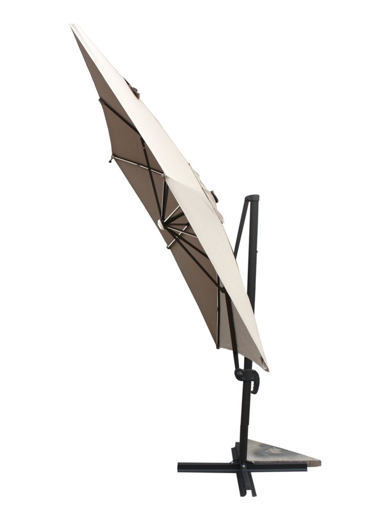 CALVIA Parasol  ecru droit rectangle 3,95 x 2,95 m rotatif à 360 led Ecru - Kiabi