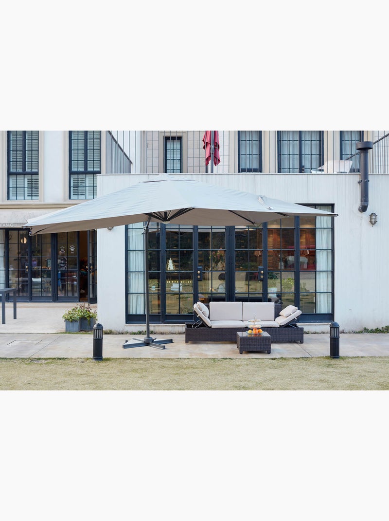 CALVIA Parasol gris droit rectangle 3,95 x 2,95 m rotatif à 360 led Gris Ecru - Kiabi