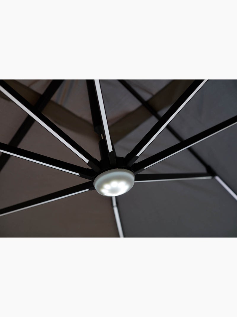CALVIA Parasol gris droit rectangle 3,95 x 2,95 m rotatif à 360 led Gris Ecru - Kiabi