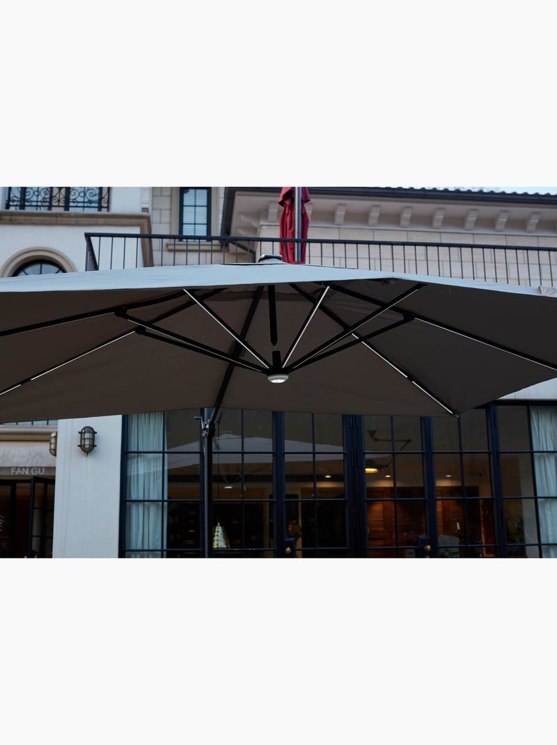 CALVIA Parasol gris droit rectangle 3,95 x 2,95 m rotatif à 360 led Gris Ecru - Kiabi