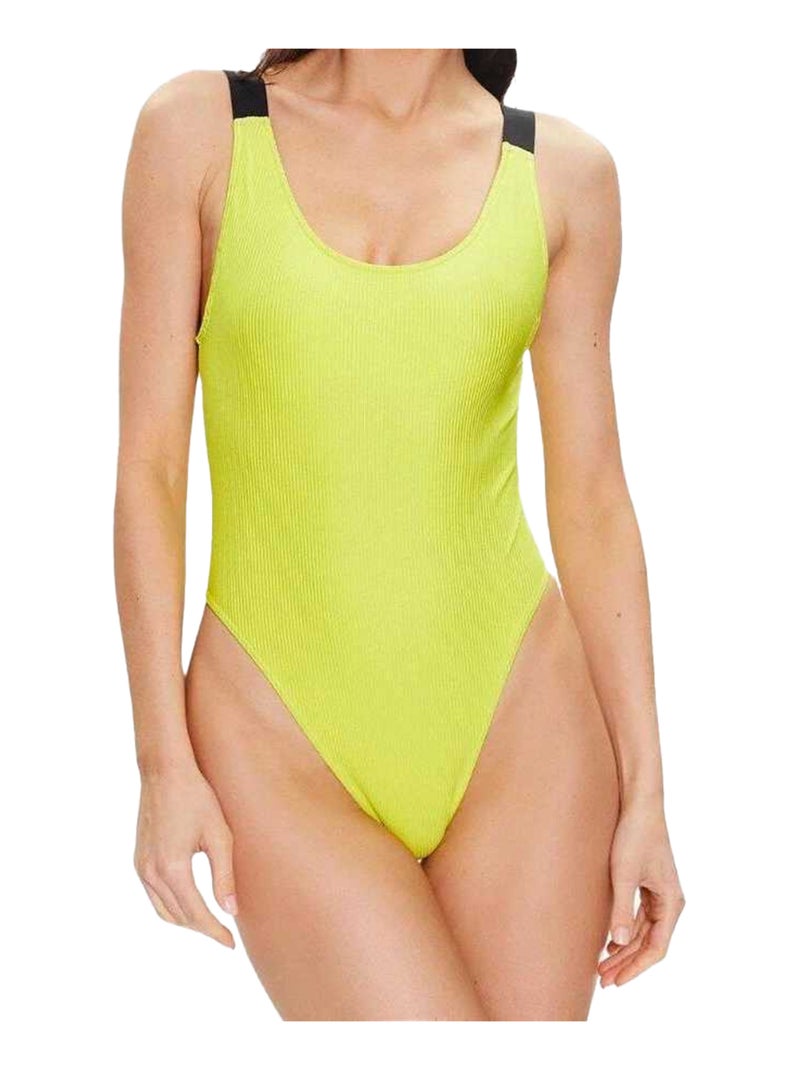 Calvin Klein - Maillot de bain 1 pièce motif/style logo contrasté Jaune - Kiabi